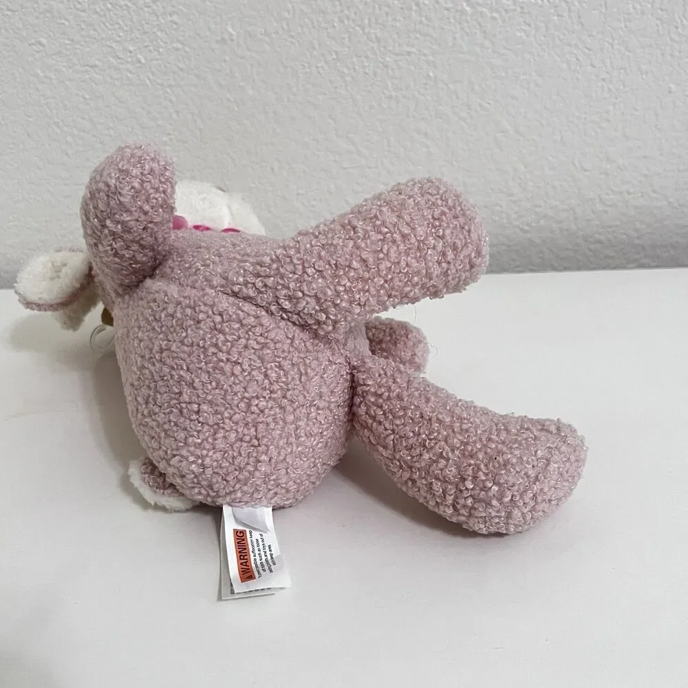 Cloud Island Pink Curly Fur Fawn Deer Plush Lovey with Crown Lovie 12